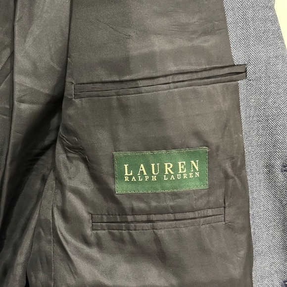 Ralph Lauren Mens Blue Herringbone Wool Silk Blend Sport Coat Blazer Size 44R - Picture 4 of 6